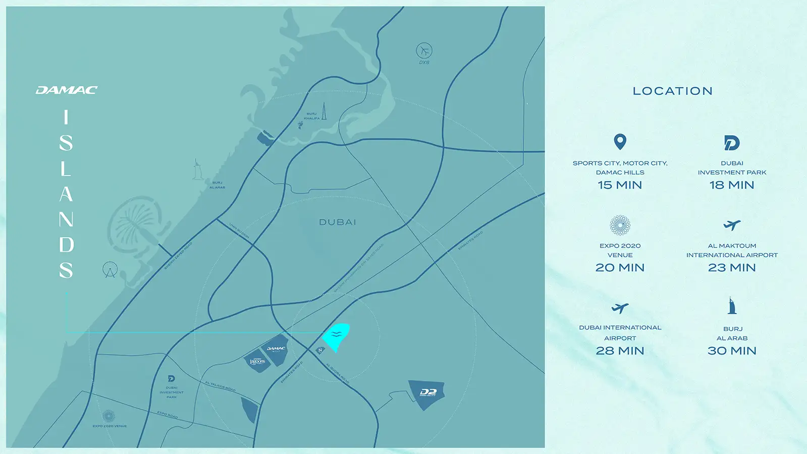 Damac Island Location Map